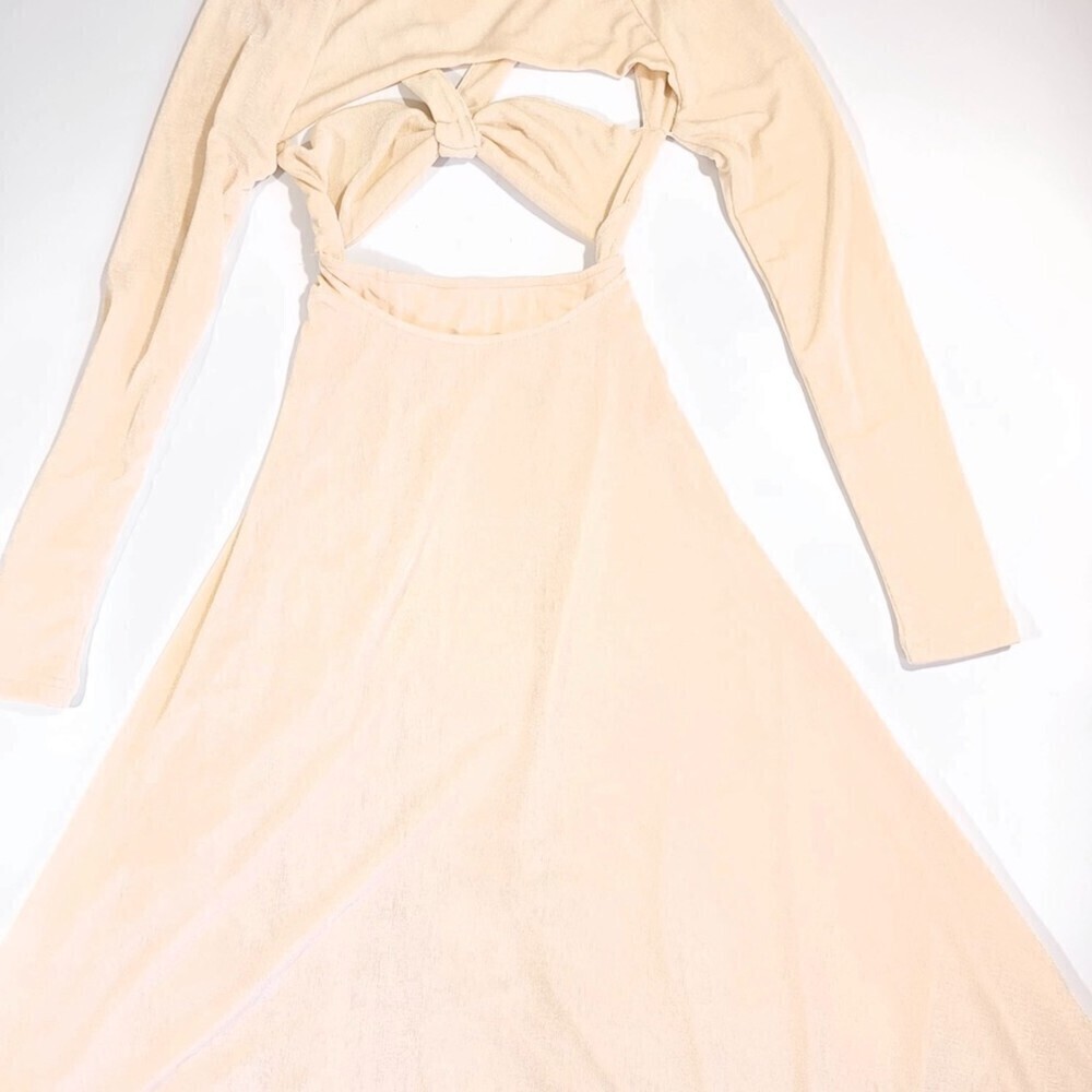 NWT Alamour the Label Satori Cream Knotted Cut Out Midi Dress French Girl Glam - Picture 9 of 10